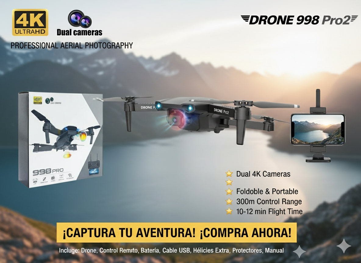 DRONE 4K DOBLE CAMARA TRANSMISIÓN INALÁMBRICA